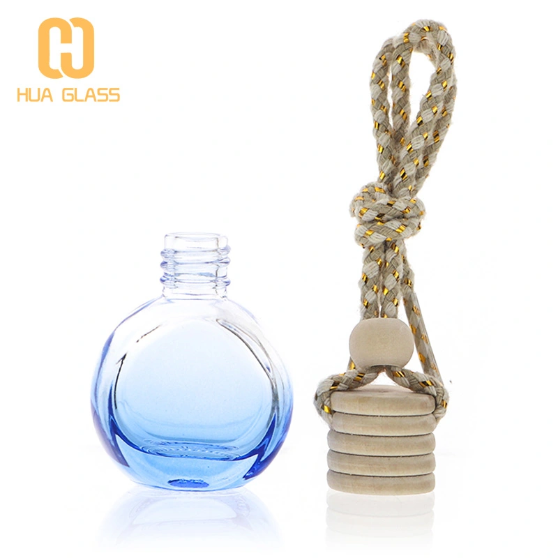 Bouteille de désodorisant de voiture vide ronde plate en verre coloré de 10 ml