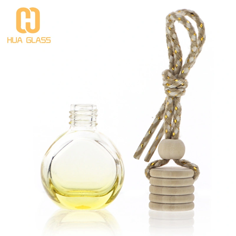 Bouteille de désodorisant de voiture vide ronde plate en verre coloré de 10 ml