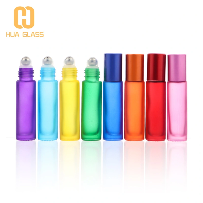 verre de couleur arc-en-ciel 5ml 10ml flacon rouleau d'huile essentielle
