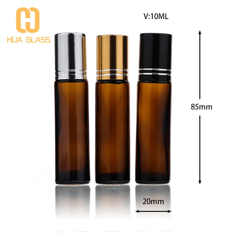 Rouleau d'huile de parfum de 5 ml 10 ml sur une bouteille en verre avec bille roulante