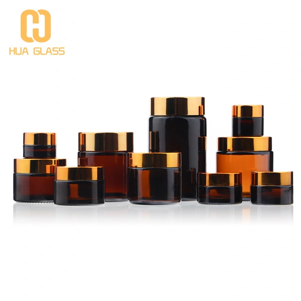 pot en verre cosmétique ambre pots de crème pour le corps avec couvercle  