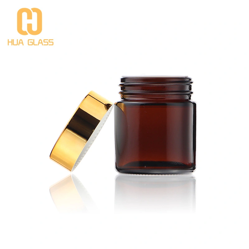 Tarro de cristal cosmético ámbar, tarros de crema para el cuerpo y la cara con tapa  