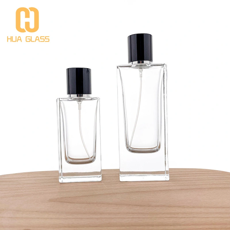 Rectangle à fond épais 50 ml 80 ml bouteille de parfum en verre bouchon magnétique