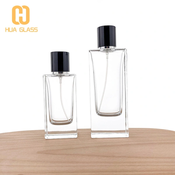 thick bottom rectangle 50ml 80ml glass perfume bottle magnetic cap