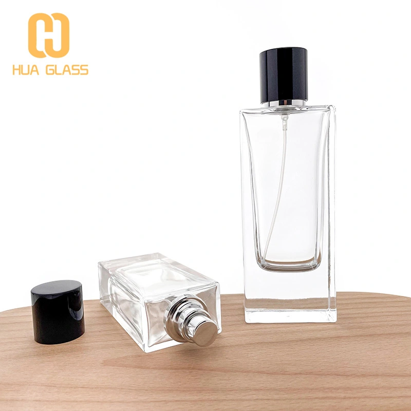 Rectangle à fond épais 50 ml 80 ml bouteille de parfum en verre bouchon magnétique
