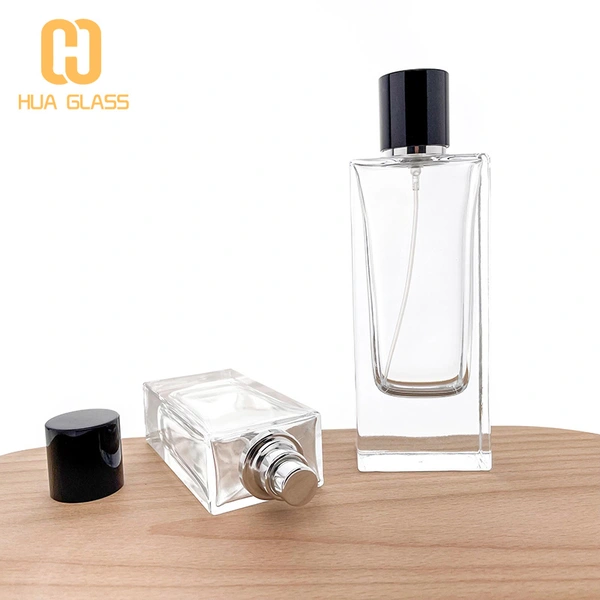 thick bottom rectangle 50ml 80ml glass perfume bottle magnetic cap