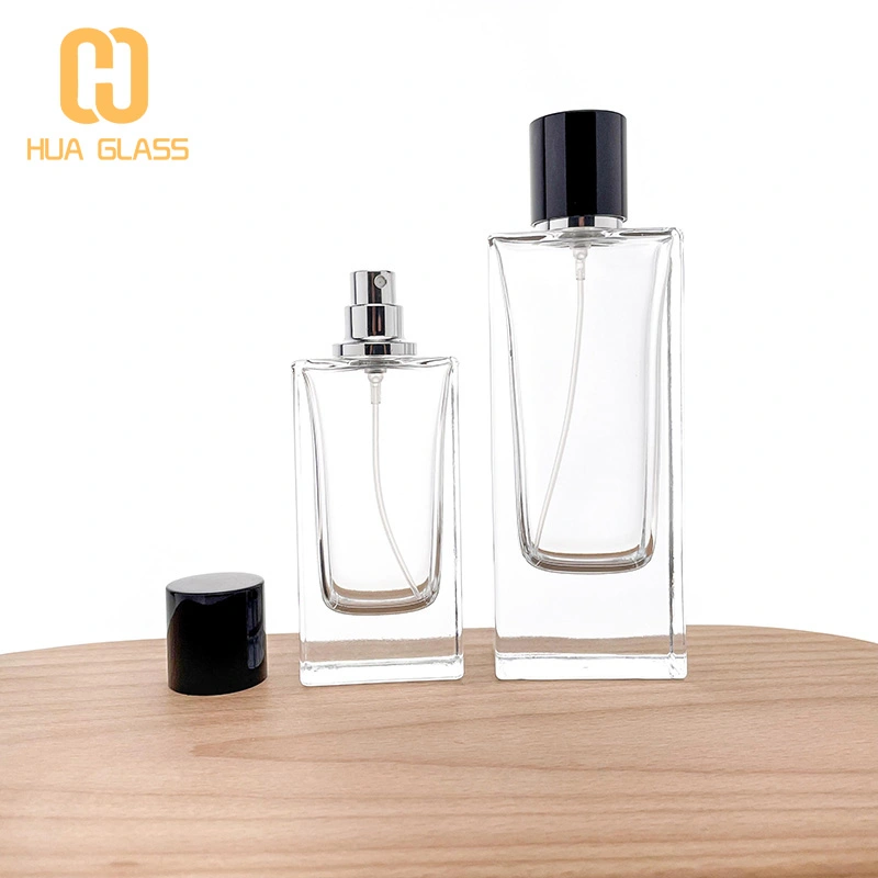 Rectangle à fond épais 50 ml 80 ml bouteille de parfum en verre bouchon magnétique