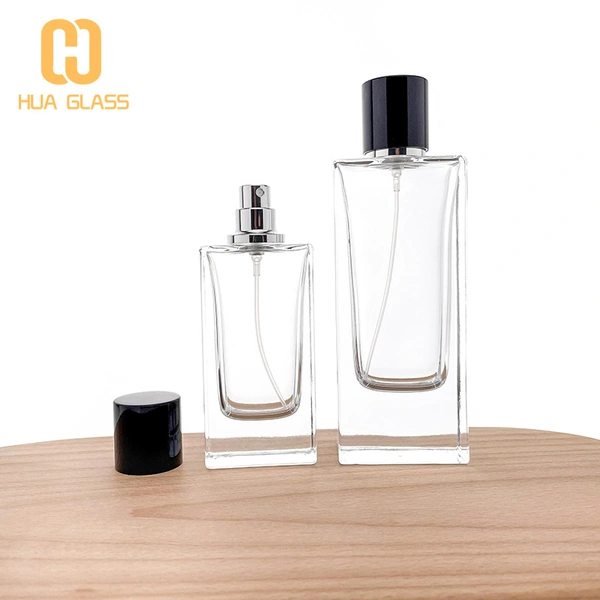 thick bottom rectangle 50ml 80ml glass perfume bottle magnetic cap