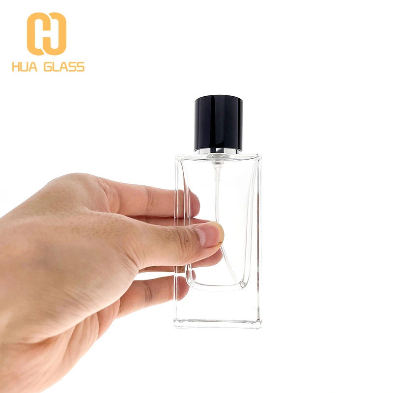 Rectangle à fond épais 50 ml 80 ml bouteille de parfum en verre bouchon magnétique