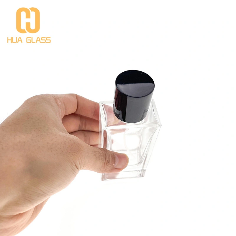 Rectangle à fond épais 50 ml 80 ml bouteille de parfum en verre bouchon magnétique