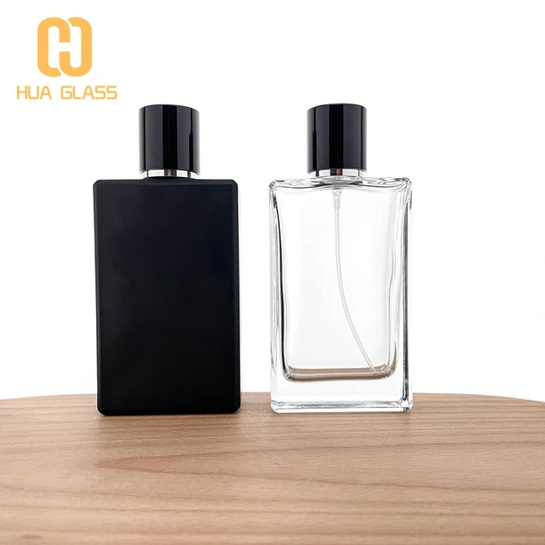 botella de perfume de vidrio negro transparente botella de spray de perfume con tapa magnética  