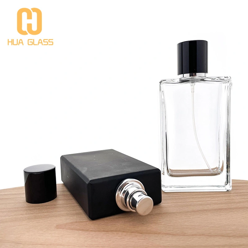 Флакон для духов из прозрачного черного стекла с магнитной крышкой  