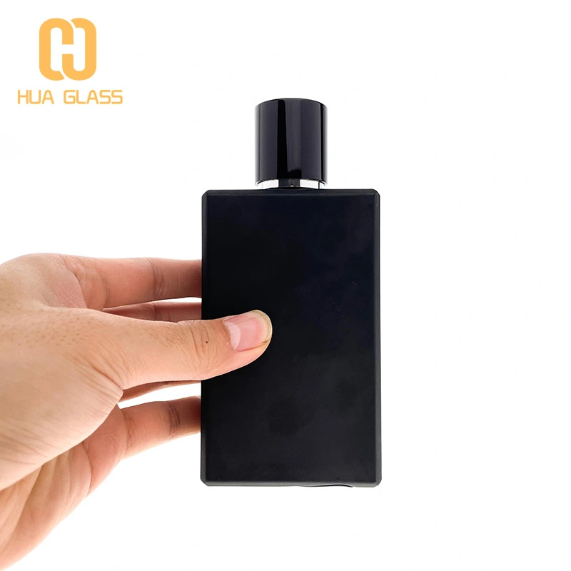 Флакон для духов из прозрачного черного стекла с магнитной крышкой  