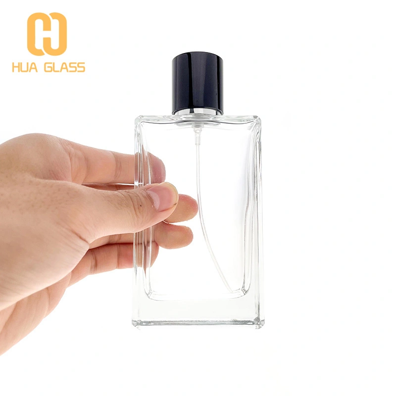 Флакон для духов из прозрачного черного стекла с магнитной крышкой  