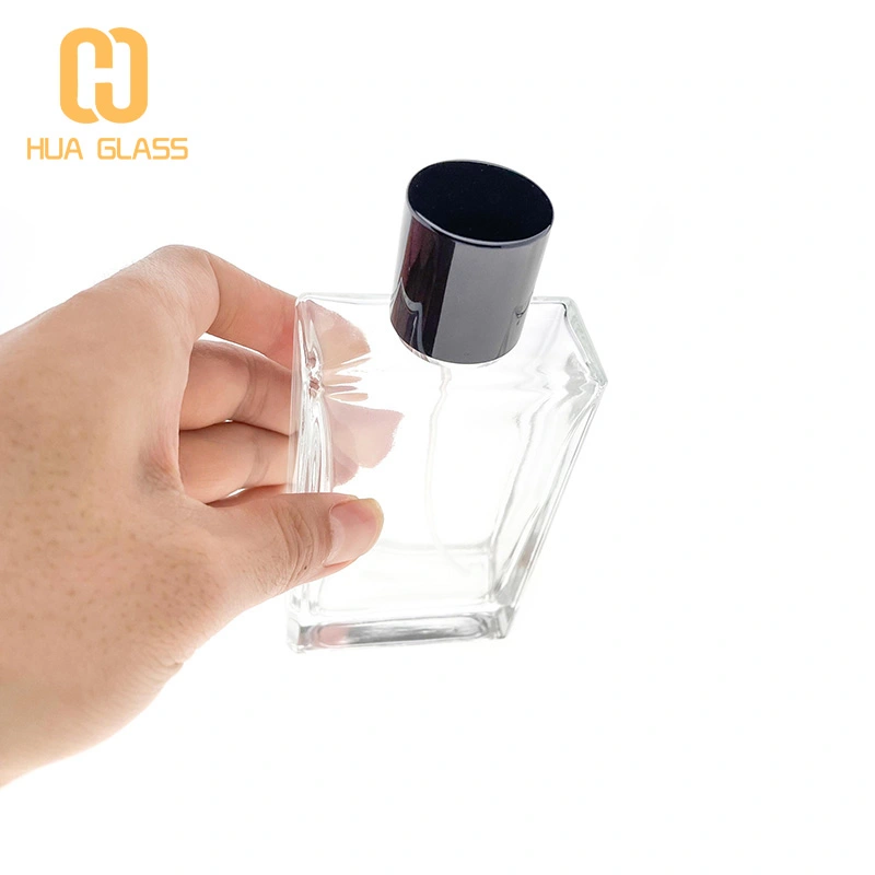 Флакон для духов из прозрачного черного стекла с магнитной крышкой  