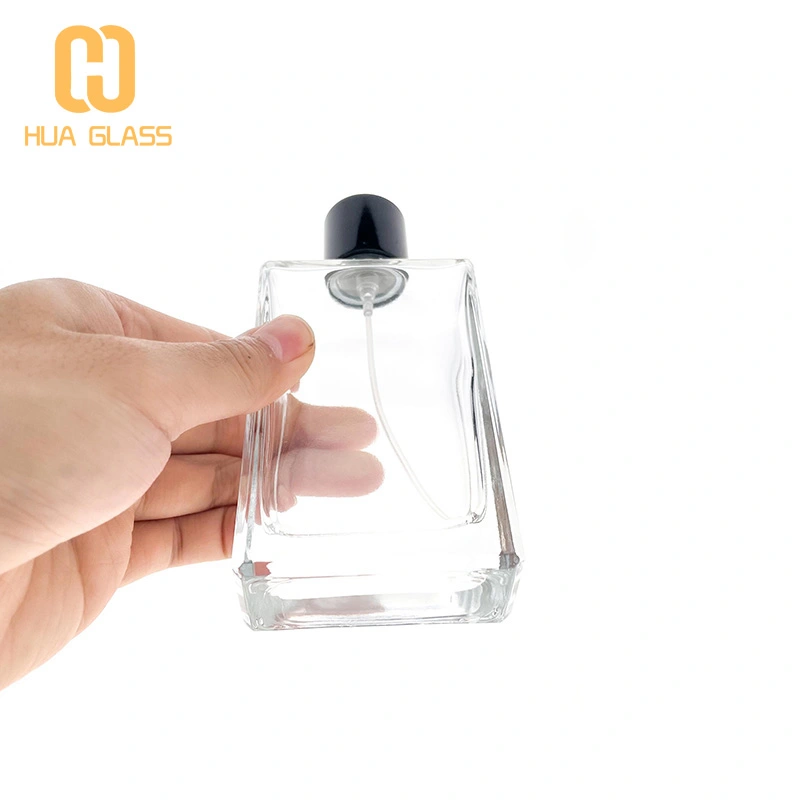 Флакон для духов из прозрачного черного стекла с магнитной крышкой  