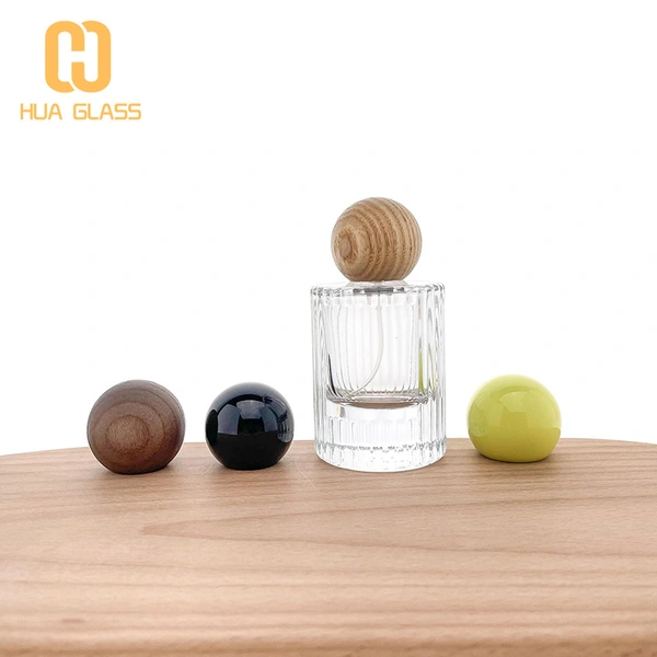 2022 nuevo diseño botella de perfume de vidrio cilíndrico de 50 ml con tapa de bola