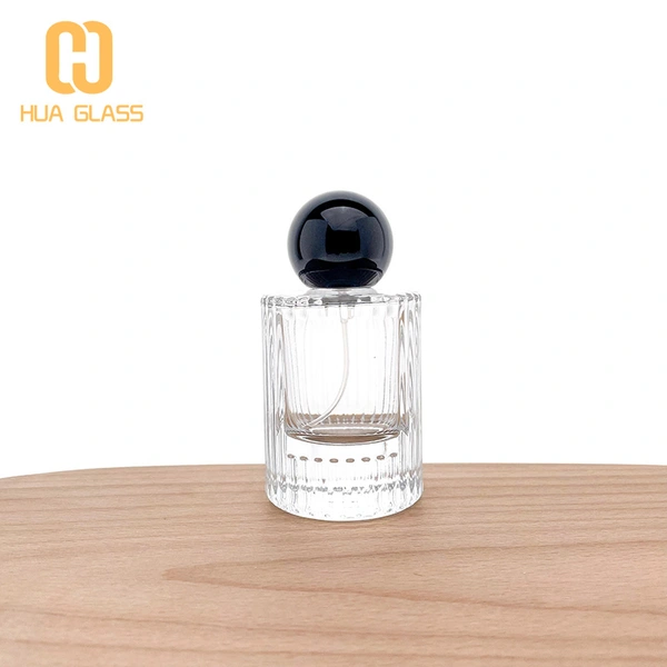2022 nuevo diseño botella de perfume de vidrio cilíndrico de 50 ml con tapa de bola