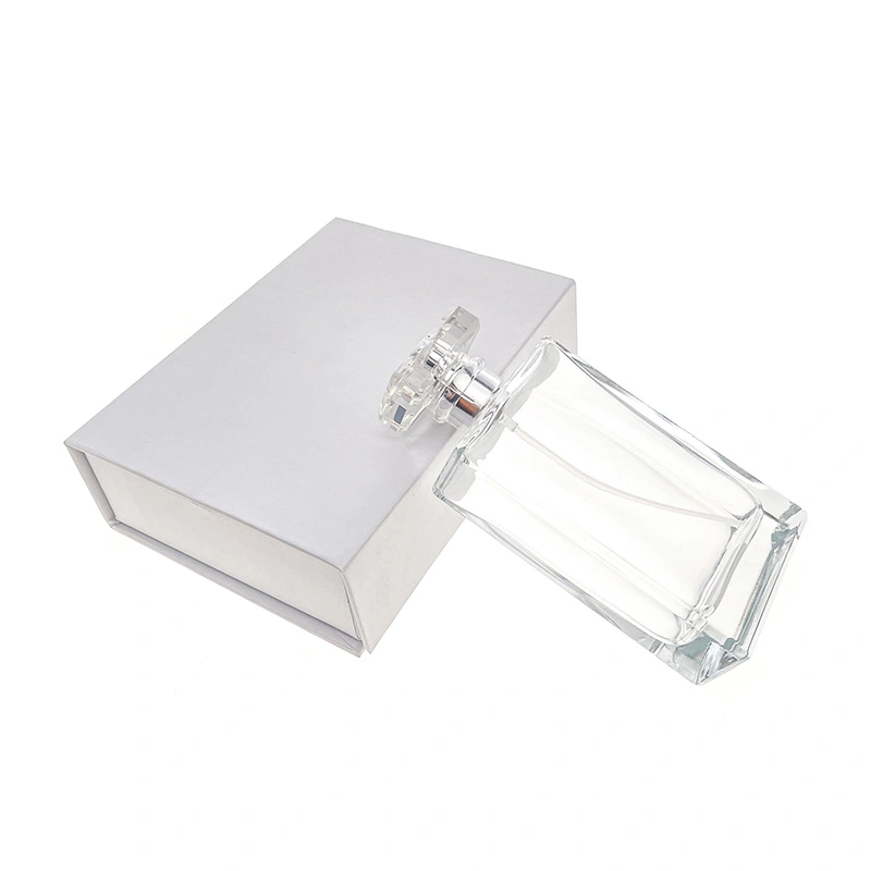 rectangle clear glass perfume bottle 100ml with packaging box 