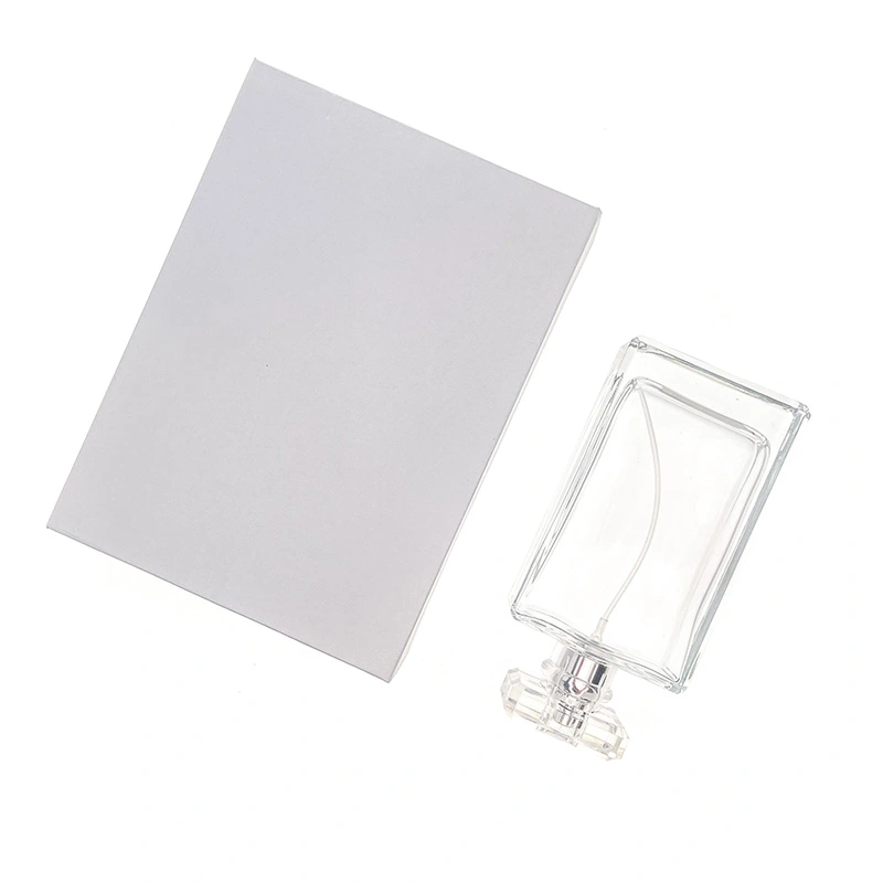 rectangle clear glass perfume bottle 100ml with packaging box 