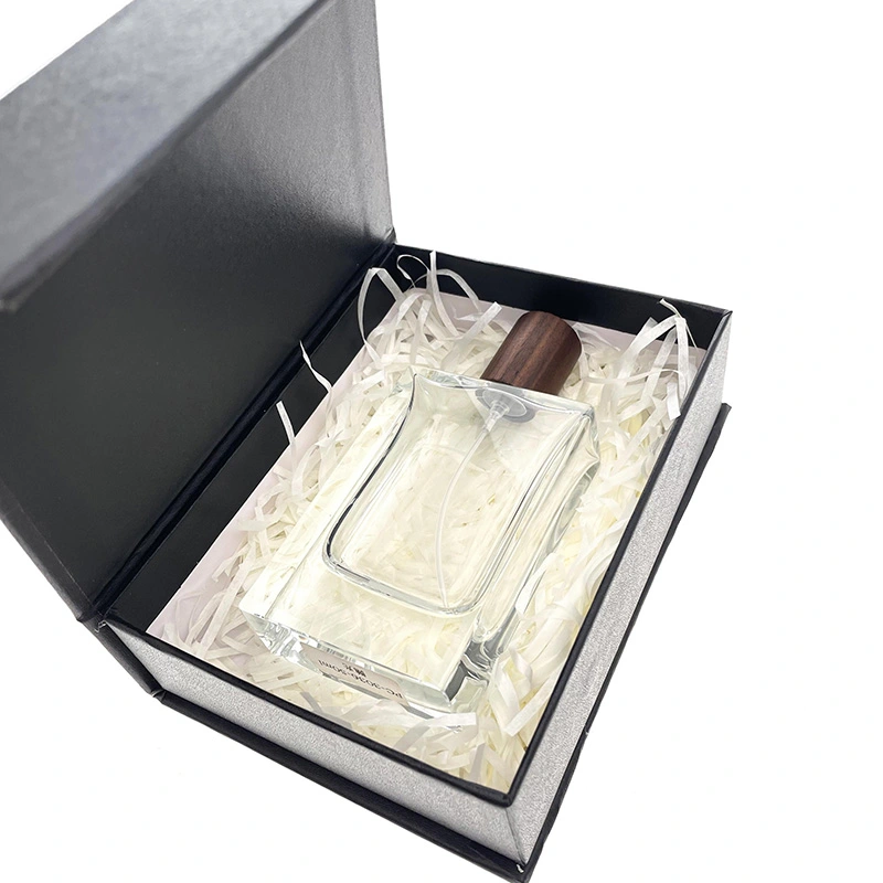 50ml polished perfume bottle with magnetic black gift box packaging