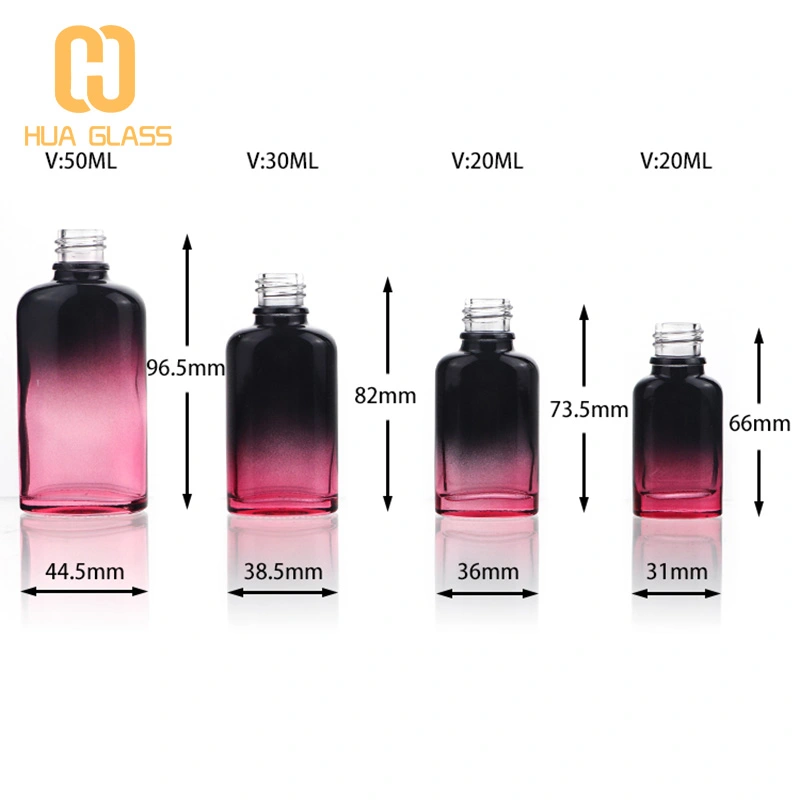 20 مل 30 مل 50 مل زجاجة مستديرة مسطحة من الزجاج الوردي  
