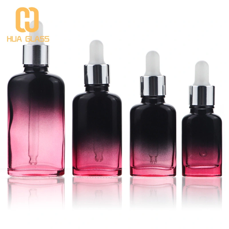 20 مل 30 مل 50 مل زجاجة مستديرة مسطحة من الزجاج الوردي  