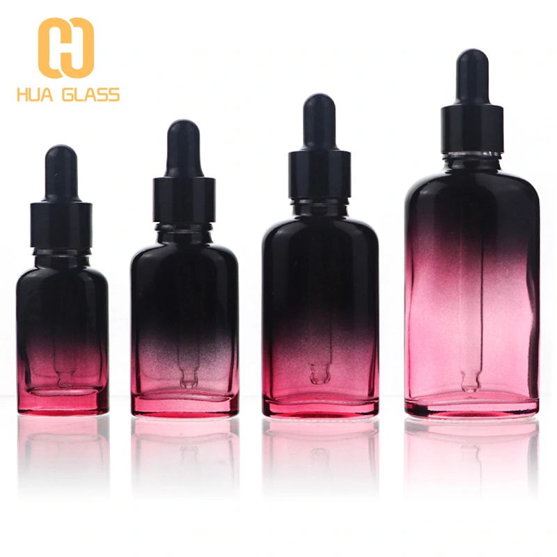 20 مل 30 مل 50 مل زجاجة مستديرة مسطحة من الزجاج الوردي  