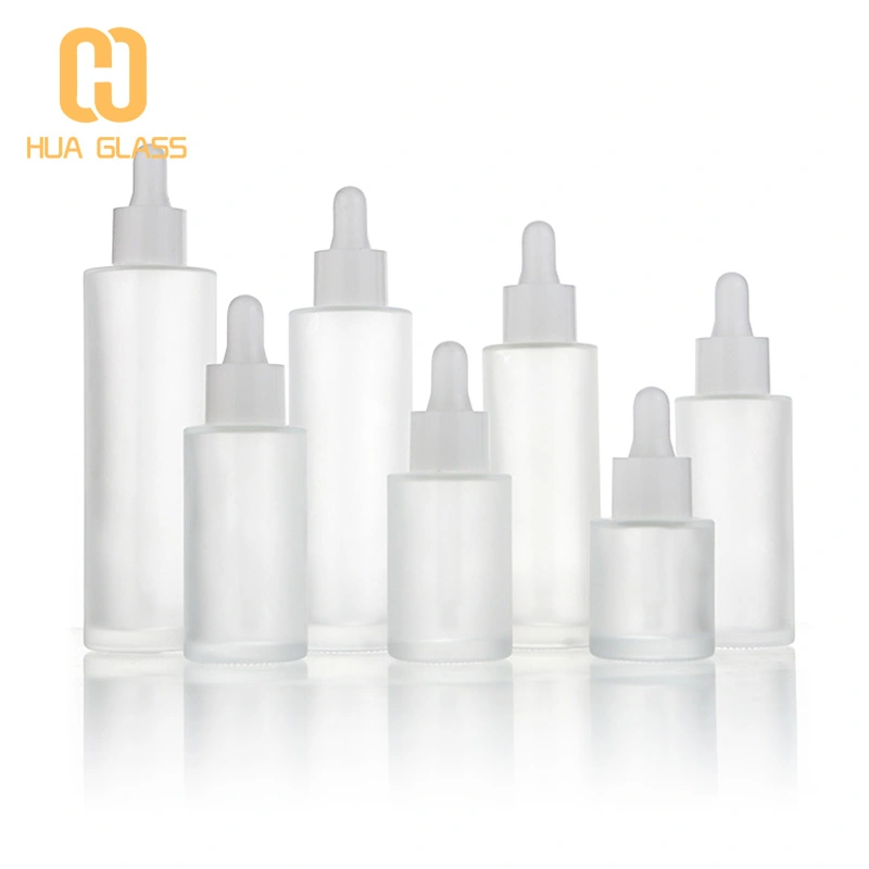 Flacon compte-gouttes d'huile essentielle à épaule plate, flacon compte-gouttes de sérum  