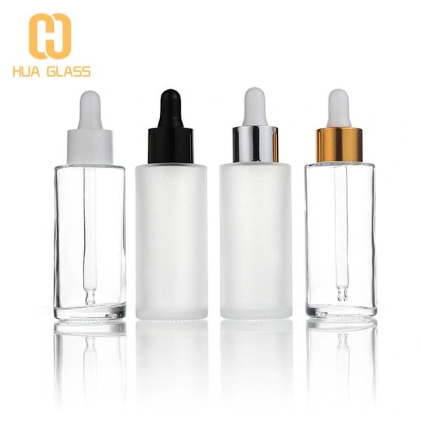 Flacon compte-gouttes d'huile essentielle à épaule plate, flacon compte-gouttes de sérum