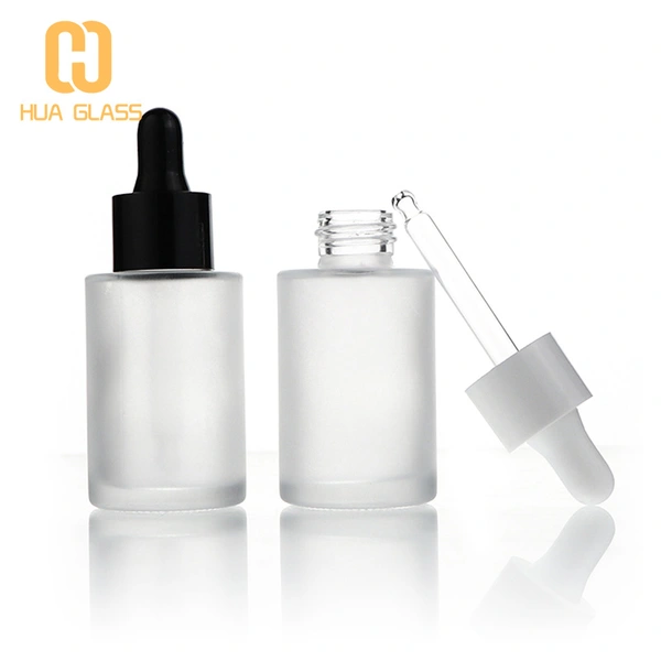 Flacon compte-gouttes d'huile essentielle à épaule plate, flacon compte-gouttes de sérum