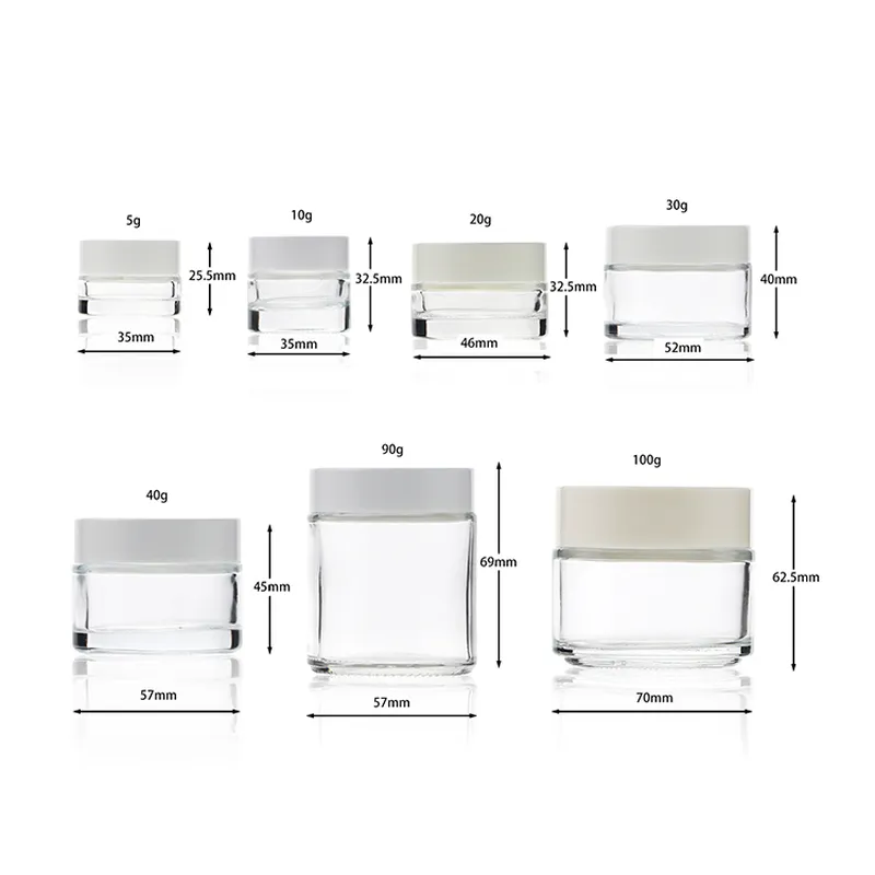عبوات زجاجية مستديرة شفافة 100 جرام ، عبوات زجاجية شفافة للوجه