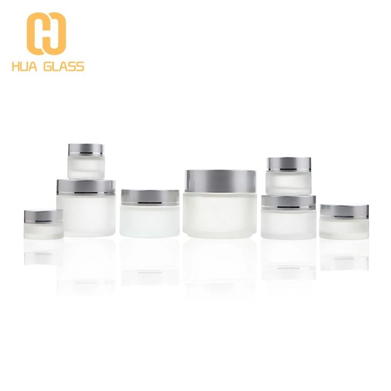 عبوات زجاجية مستديرة شفافة 100 جرام ، عبوات زجاجية شفافة للوجه