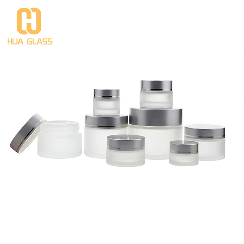 عبوات زجاجية مستديرة شفافة 100 جرام ، عبوات زجاجية شفافة للوجه