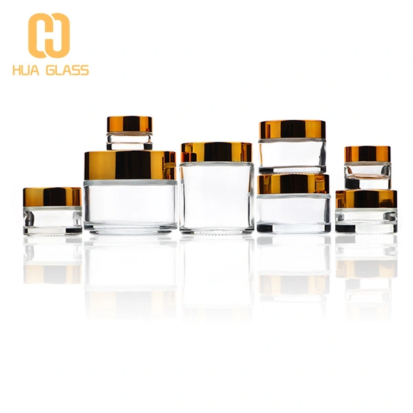 عبوات زجاجية مستديرة شفافة 100 جرام ، عبوات زجاجية شفافة للوجه