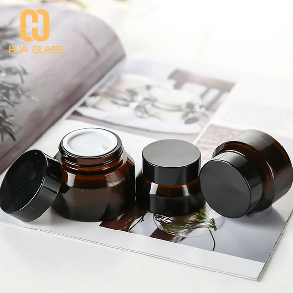 أكتاف منحدرة زجاج كهرماني 15 جرام 20 جرام 30 جرام جرة كريم تجميل فارغة