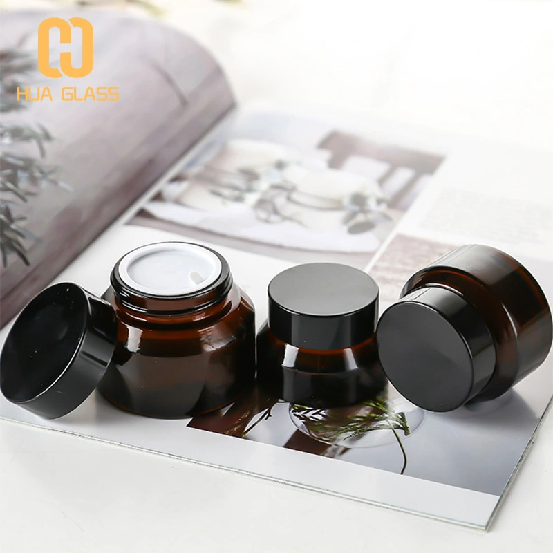 أكتاف منحدرة زجاج كهرماني 15 جرام 20 جرام 30 جرام جرة كريم تجميل فارغة