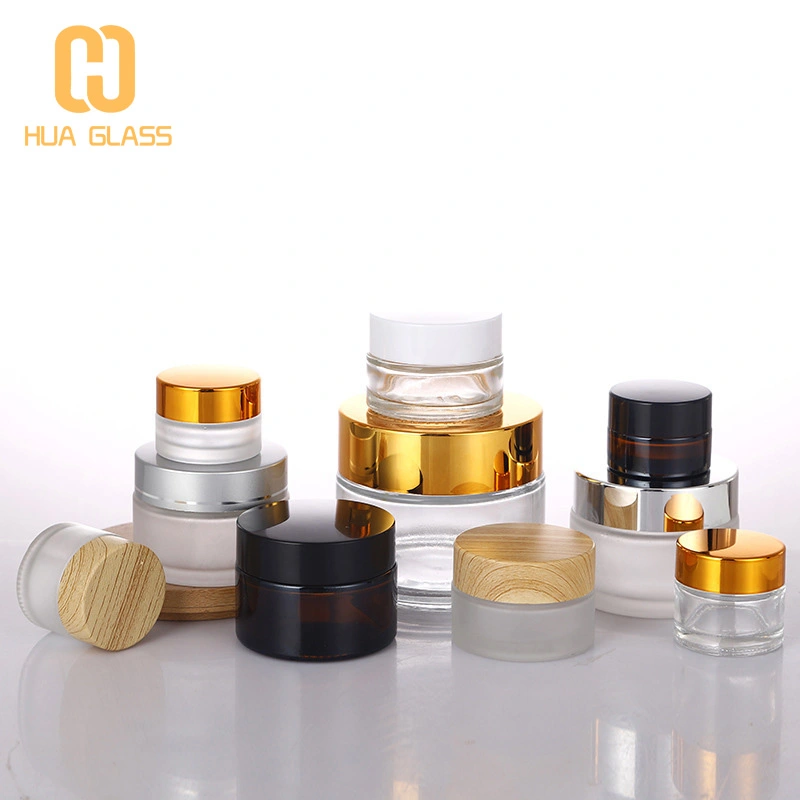 20g 30g 50g pot en verre bleu vert cosmétique avec couvercle  