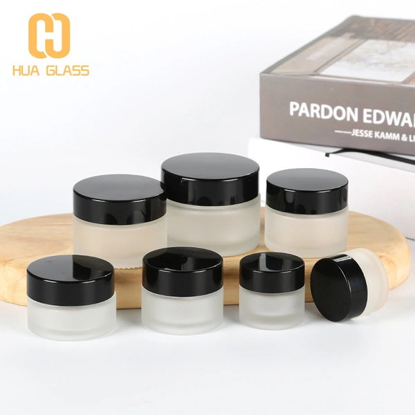 20g 30g 50g pot en verre bleu vert cosmétique avec couvercle