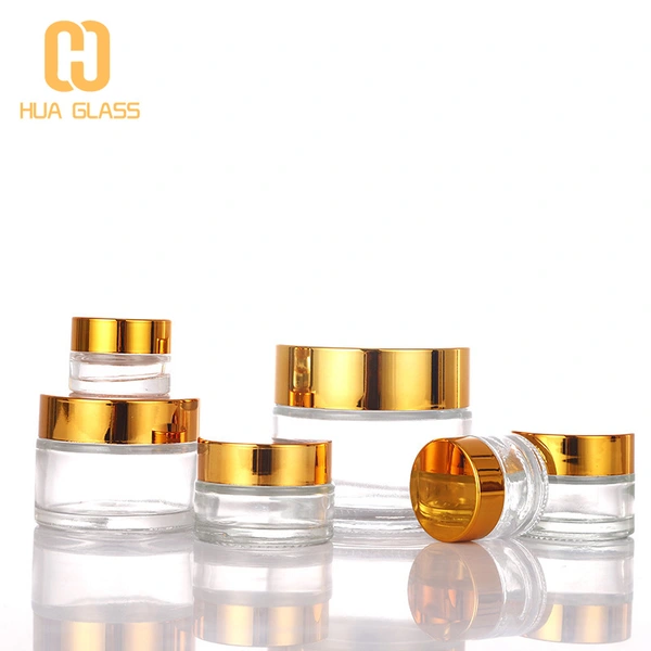 20g 30g 50g pot en verre bleu vert cosmétique avec couvercle