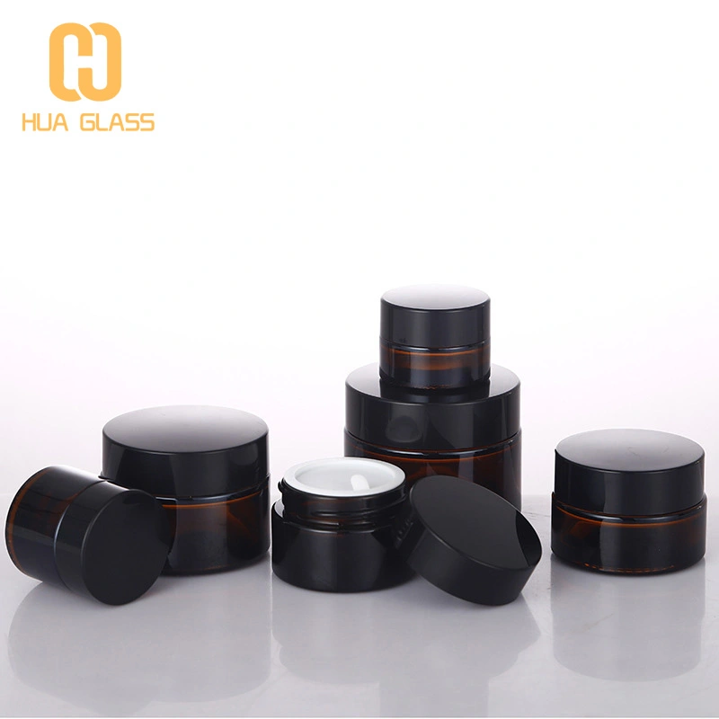 20g 30g 50g pot en verre bleu vert cosmétique avec couvercle  