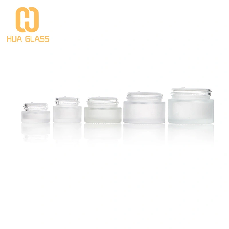 زجاجة مستحضرات التجميل من الزجاج الشفاف المتجمد مع غطاء من البلاستيك الخشبي