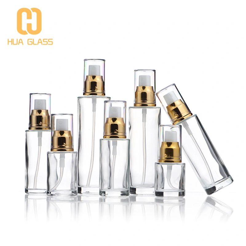 زجاجة محلول زجاجة مستحضرات التجميل مع رذاذ رذاذ غرامة مضخة الذهب  