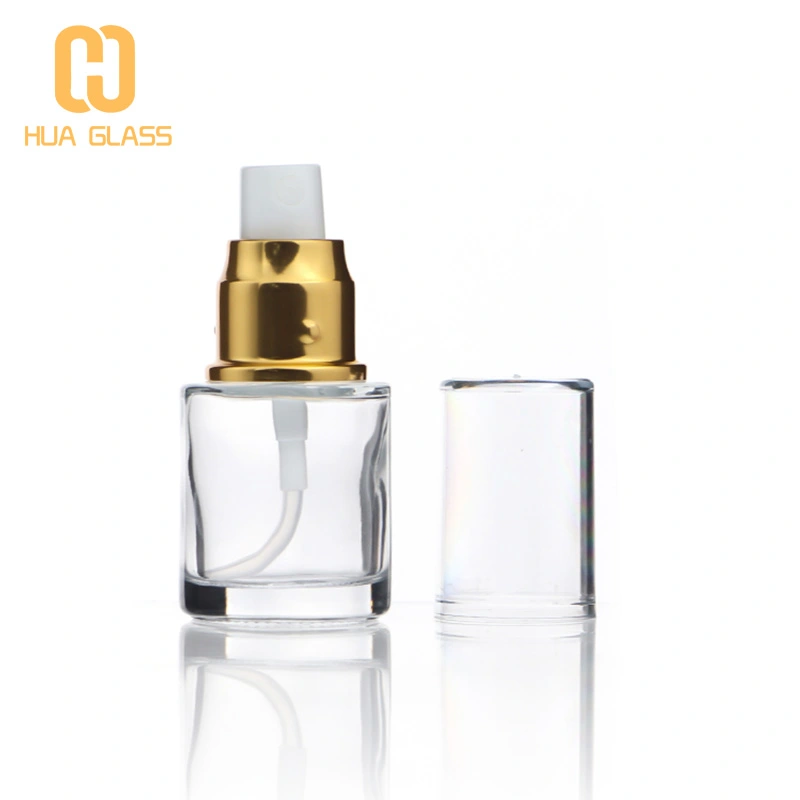 زجاجة محلول زجاجة مستحضرات التجميل مع رذاذ رذاذ غرامة مضخة الذهب  