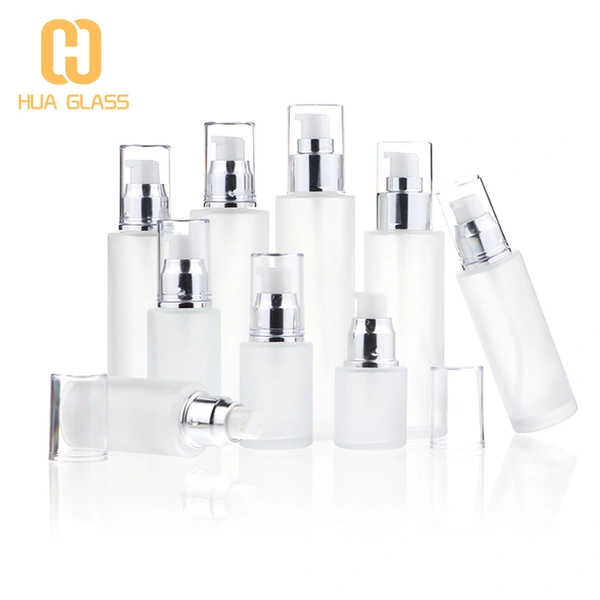 100ml 120ml bouteille de lotion en verre cosmétique givré clair  