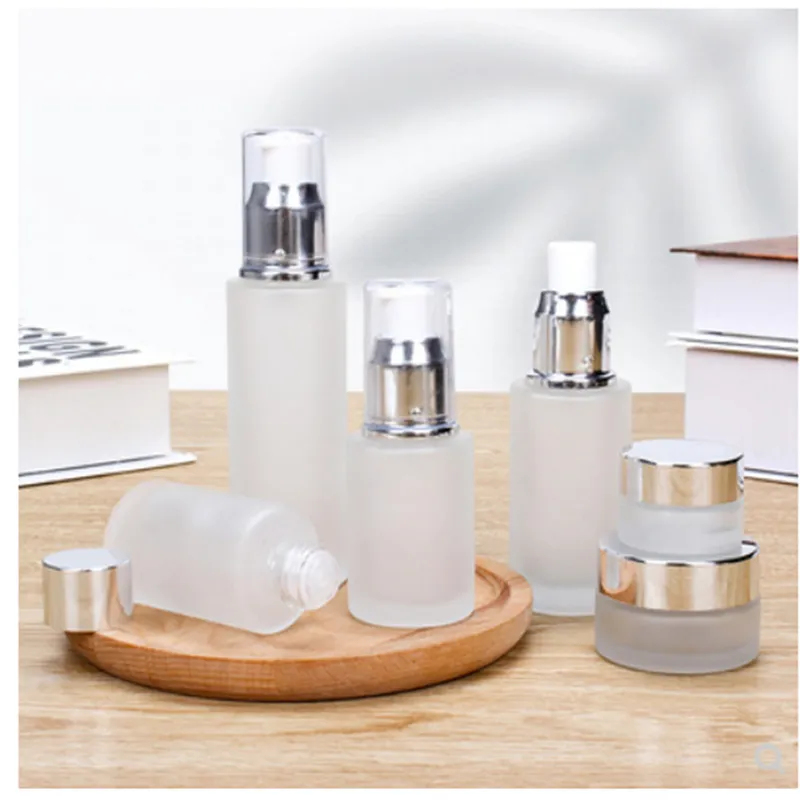 100 мл 120 мл прозрачная матовая косметическая стеклянная бутылка для лосьона  