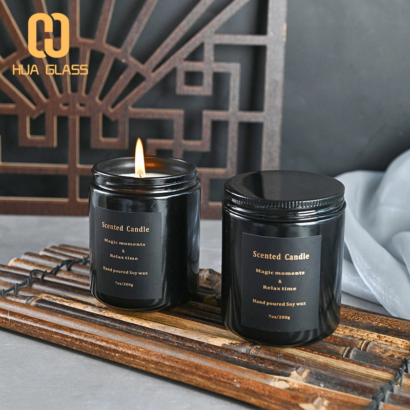 100ml 150ml 200ml bocaux à bougies en verre ambré à côté droit avec couvercle  