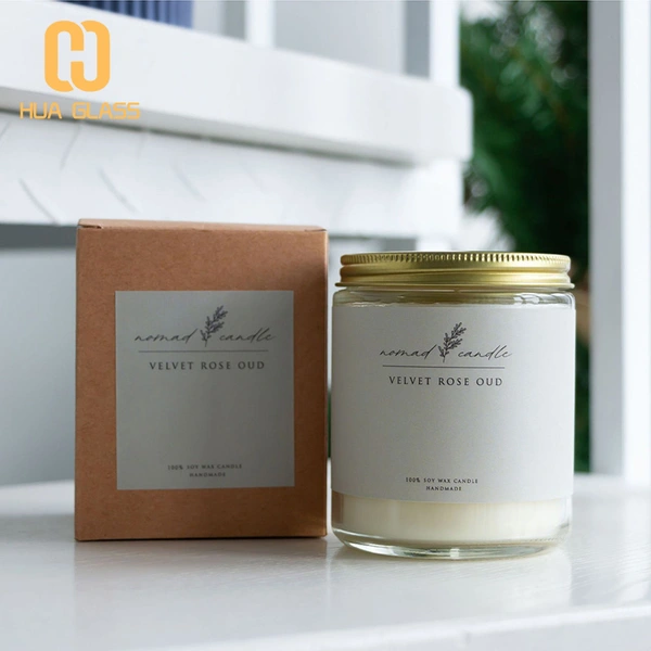 100ml 150ml 200ml bocaux à bougies en verre ambré à côté droit avec couvercle