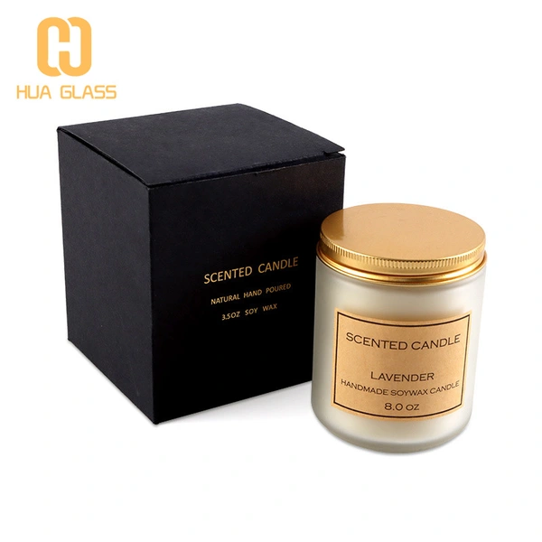 100ml 150ml 200ml bocaux à bougies en verre ambré à côté droit avec couvercle