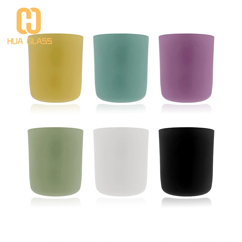 Tarros de vela de vidrio ámbar blanco negro de fondo redondo de 8 oz